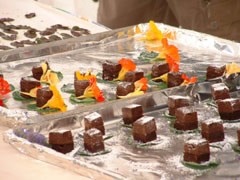 Chocolate Ganache on Nasturtium with flowers